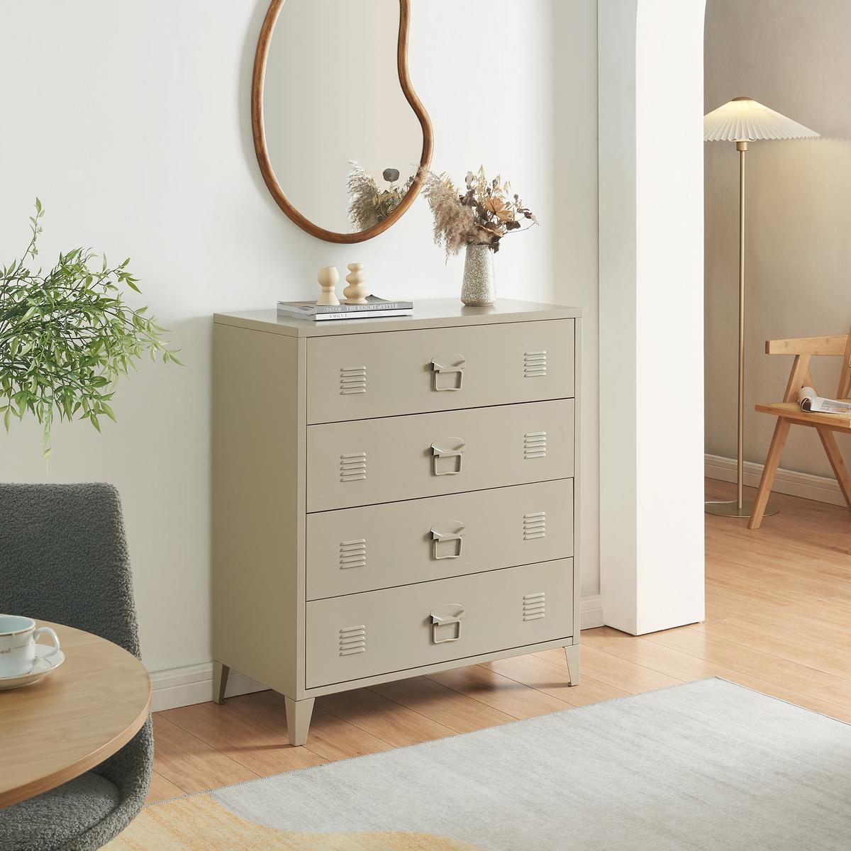 METALLSCHRANK Hämeenlinna - Beige, Metall (80/92/40cm) - [en.casa]