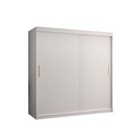 SCHWEBETÜRENSCHRANK 200/180/62 2-türig - Goldfarben/Weiß, Holz/Kunststoff (180/200/62cm) - MÖBEL KRYSPOL