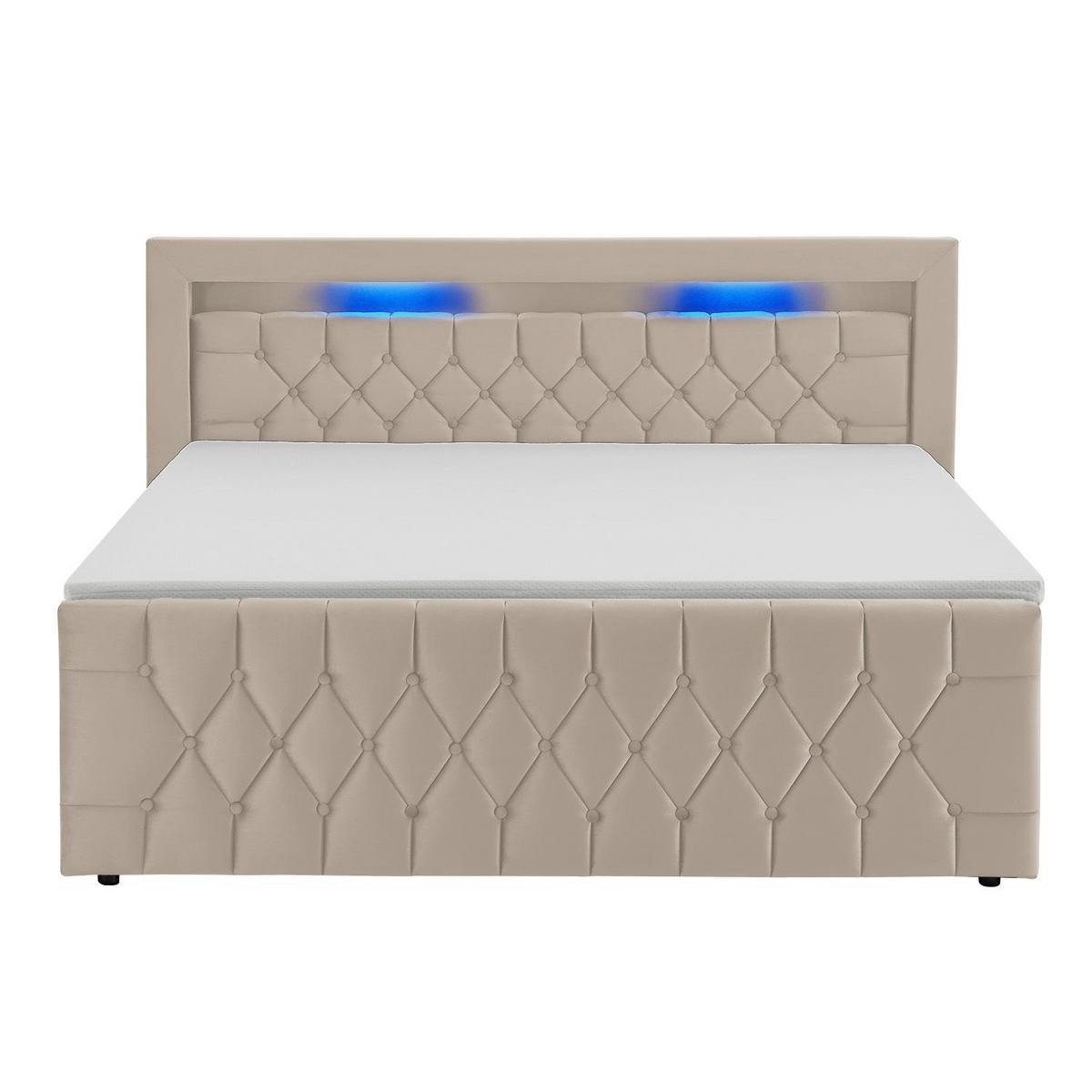 BOXBETT Leona Beige Samt 180x200 cm - Beige, Textil (180/200cm) - Juskys