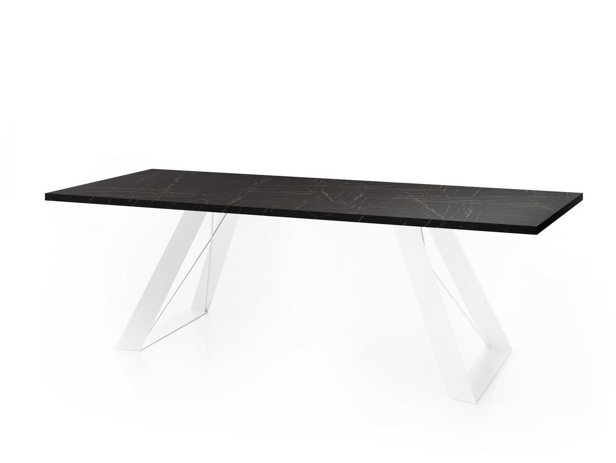 ESSTISCH Colter Weiß rechteckig ausziehbar, Marmor Schwarz 160-260/90/76 cm - Anthrazit/Weiß, Holzwerkstoff/Metall (90/260/76cm) - WFL GROUP