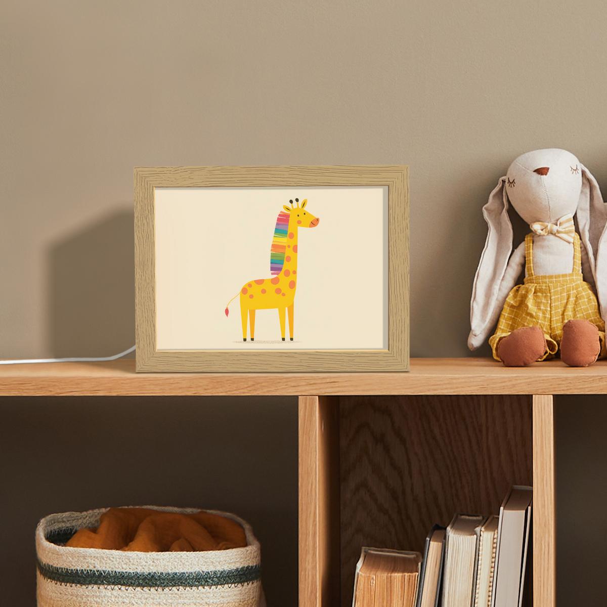 NACHTTISCHLAMPE Giraffe - Regenbogenmähne - Beige 20x15 cm - Beige, Holzwerkstoff (8/20/15cm) - OnlyWow