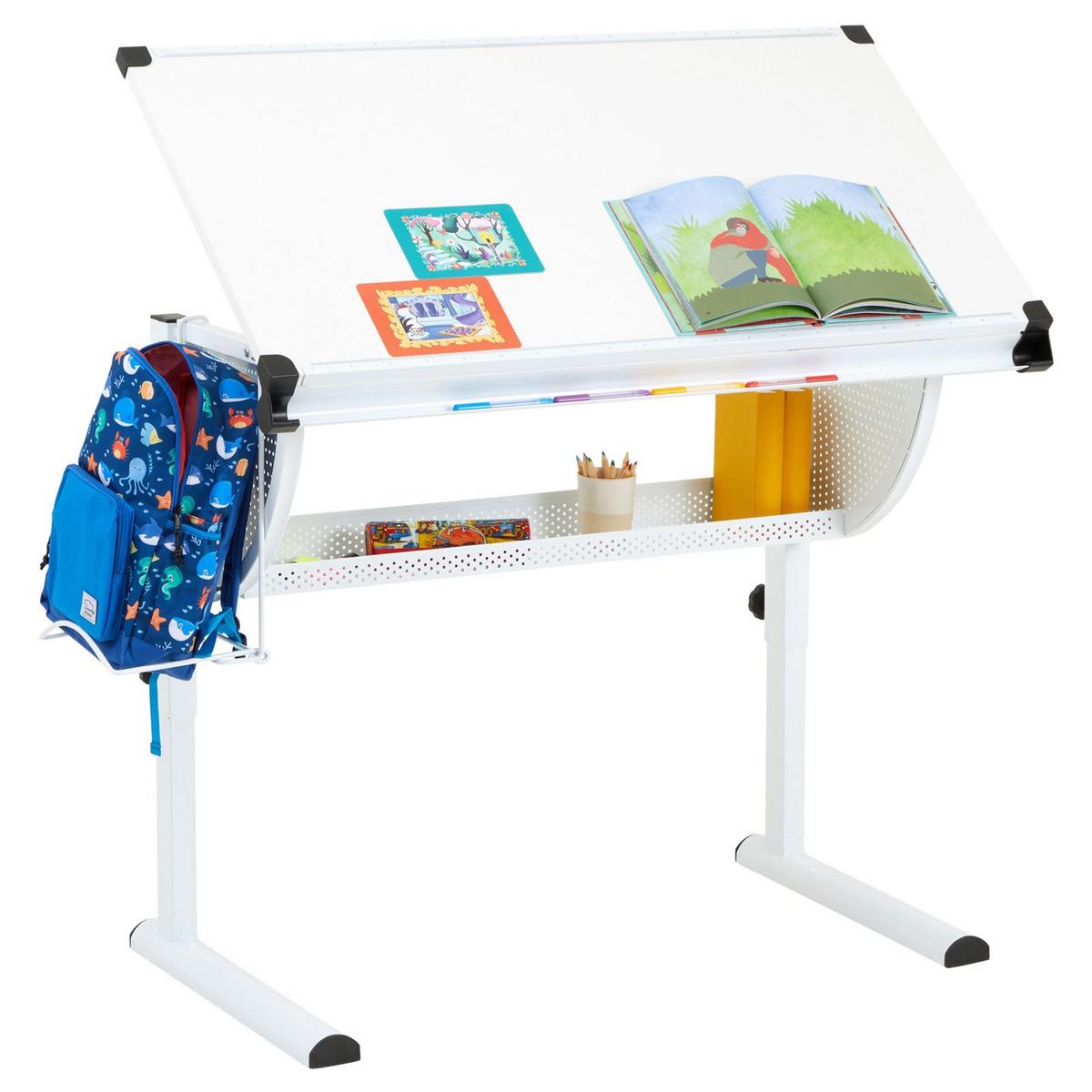 KINDERSCHREIBTISCH SARI - Weiß, Holzwerkstoff/Metall (111/93/60cm) - CARO-Möbel