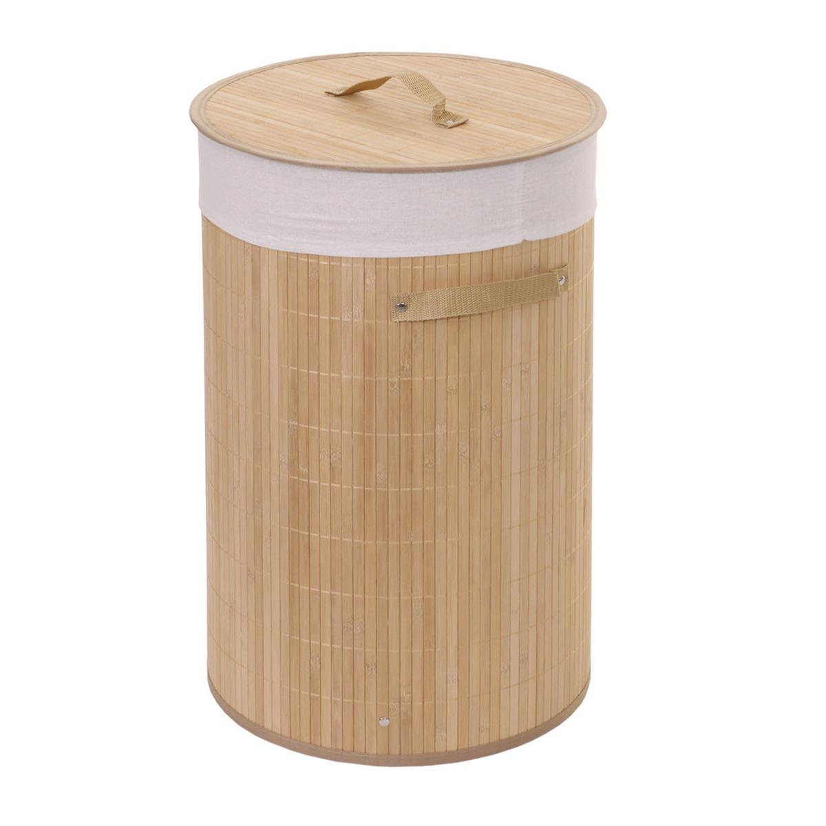 WÄSCHEKORB Buche Dekor, Cremeweiß - Buchefarben/Creme, Holz (35/59/35cm) - MCW