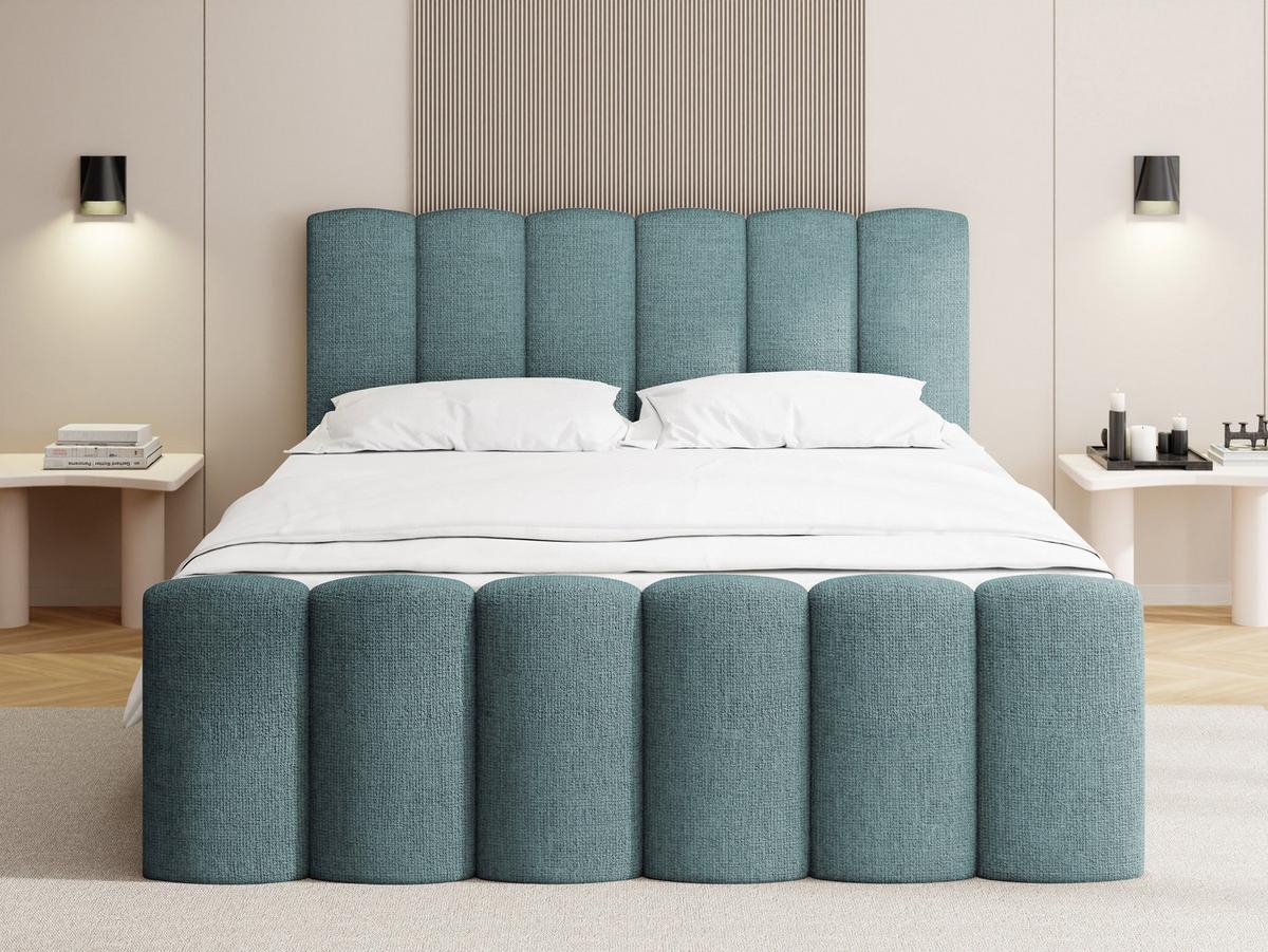 BOXBETT Serenity mit Bettkasten, Türkis Chenille 200x200 cm – inkl. H4 Taschenfederkern Matratze & Foam Topper - Türkis/Schwarz, Holz/Holzwerkstoff (200/200cm) - WFL GROUP