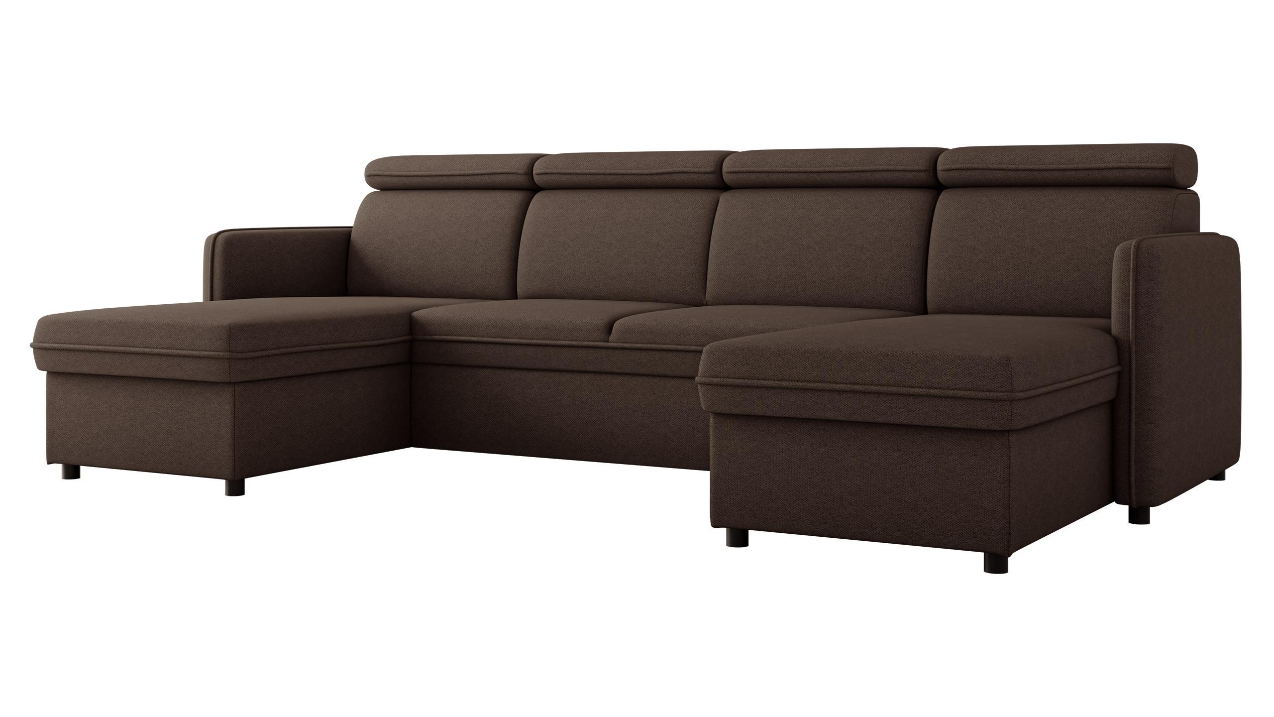 ECKSOFA Barcelo U - Schwarz/Braun, Holz/Textil (284/84/166cm) - MIRJAN24