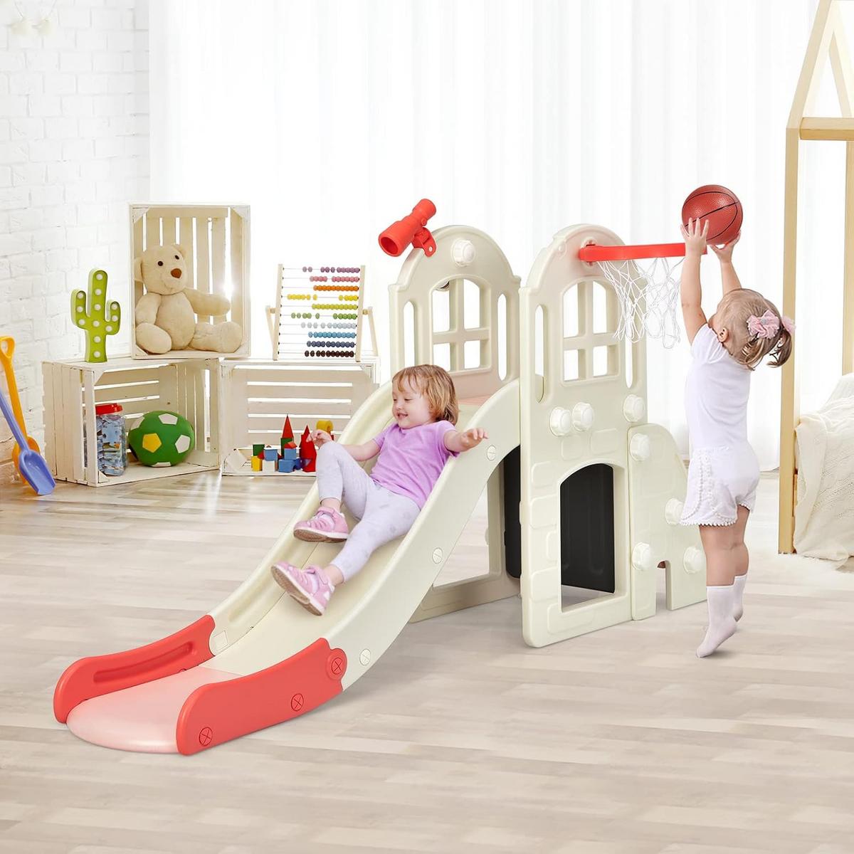 SPIELPLATZ 6 in 1 Kinder Pink - Pink, Kunststoff (190/98/83cm) - COSTWAY