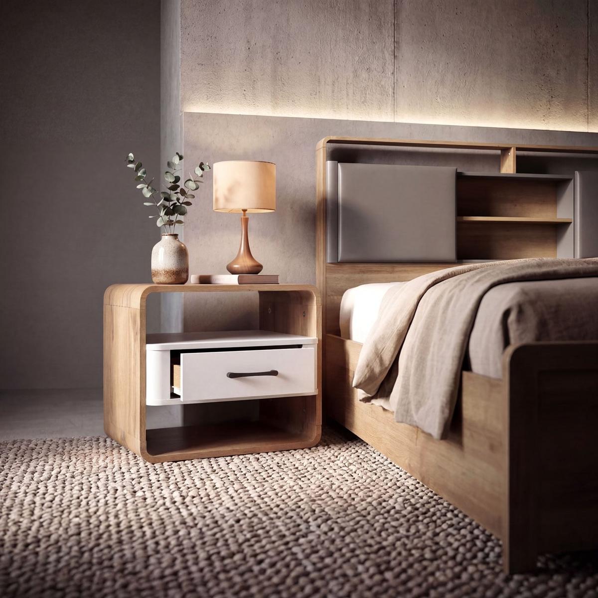 NACHTTISCH organisch Weiß - Weiß, Holz (48/40/44cm) - MCW