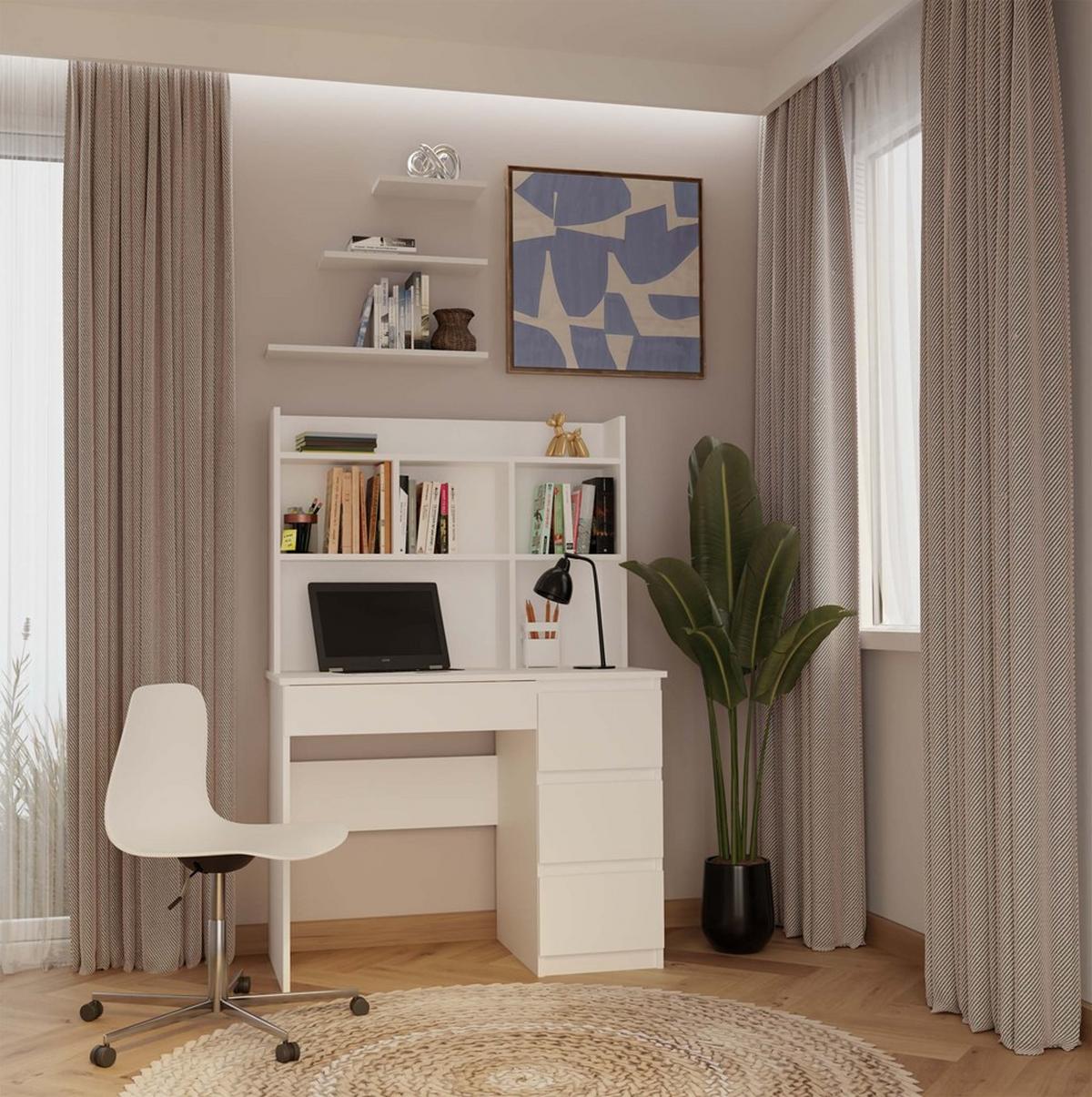 SCHREIBTISCH Weiß 98/146/52 - Weiß, Holzwerkstoff (90/50/146cm) - RAUMHIRSCH FURNITURE