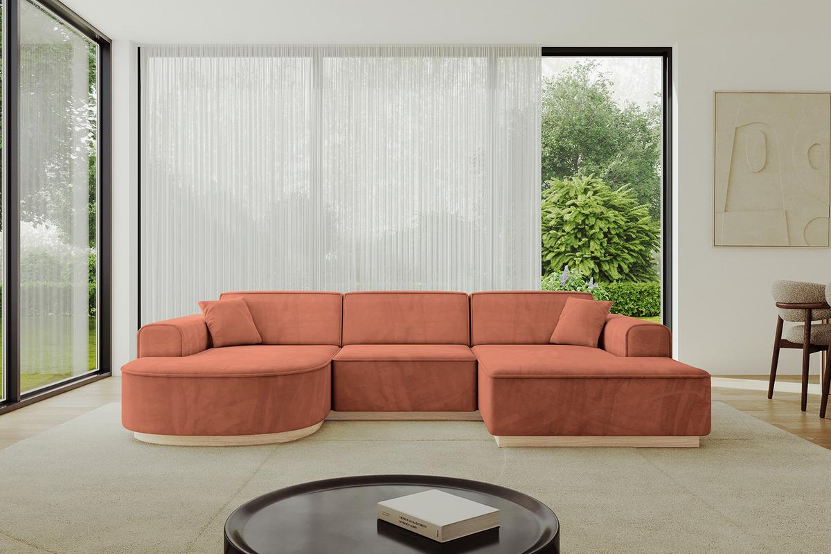 WOHNLANDSCHAFT ARRIO-U1 303x171x83 cm Koralle - Koralle, Holzwerkstoff/Textil (303/83/171cm) - ALTDECOR