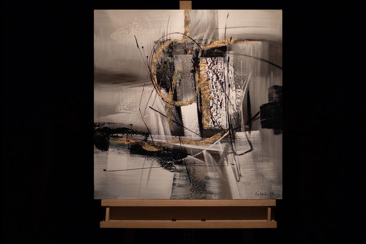 ACRYLBILD HANDGEMALT 60/60 cm - Grau, Holz/Textil (60/60cm) - KUNSTLOFT