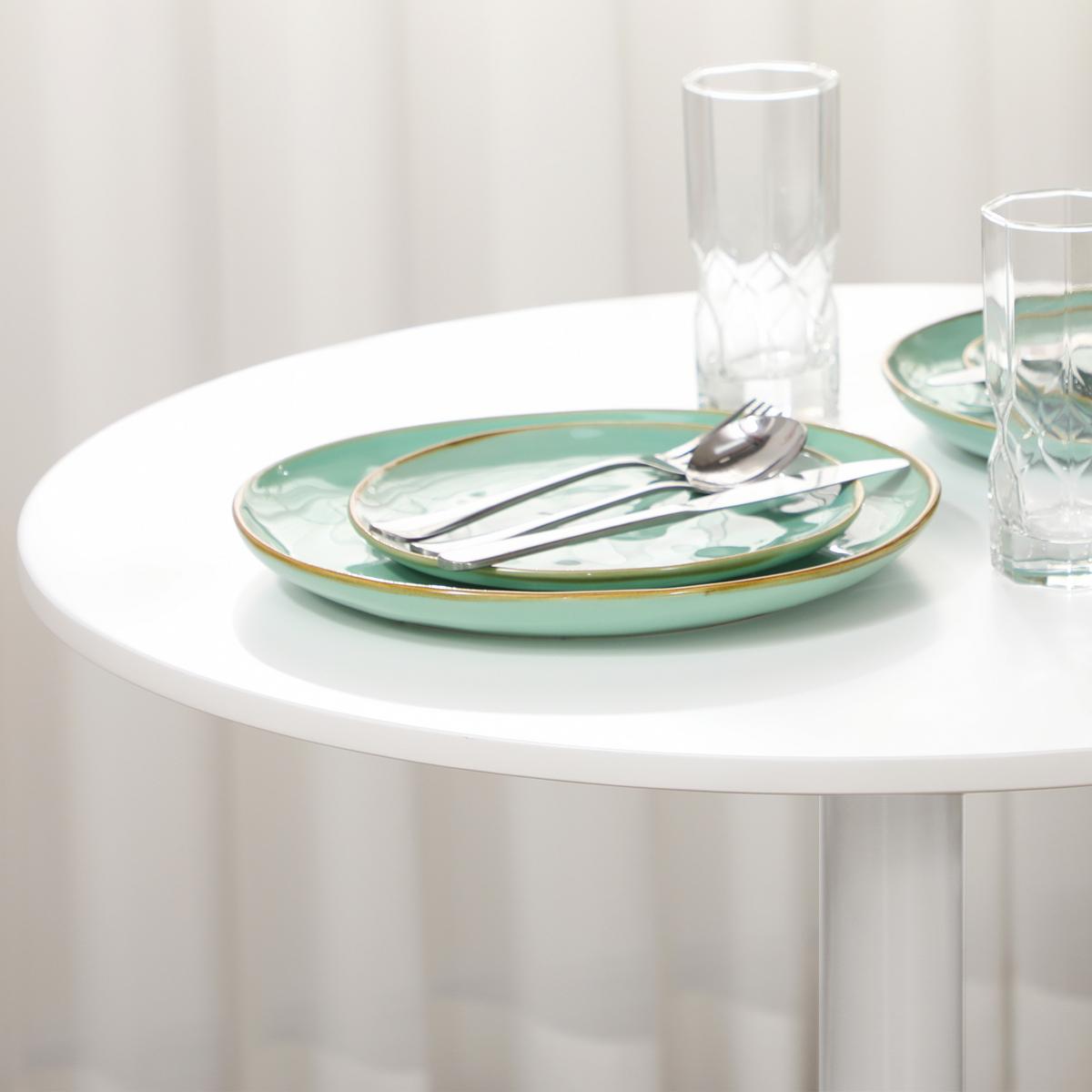 ESSTISCH Runder Küchentisch, Rutschfester Esszimmertisch für 2 Personen Weiß - Weiß, Holzwerkstoff/Metall (70/70/75cm) - HOMCOM
