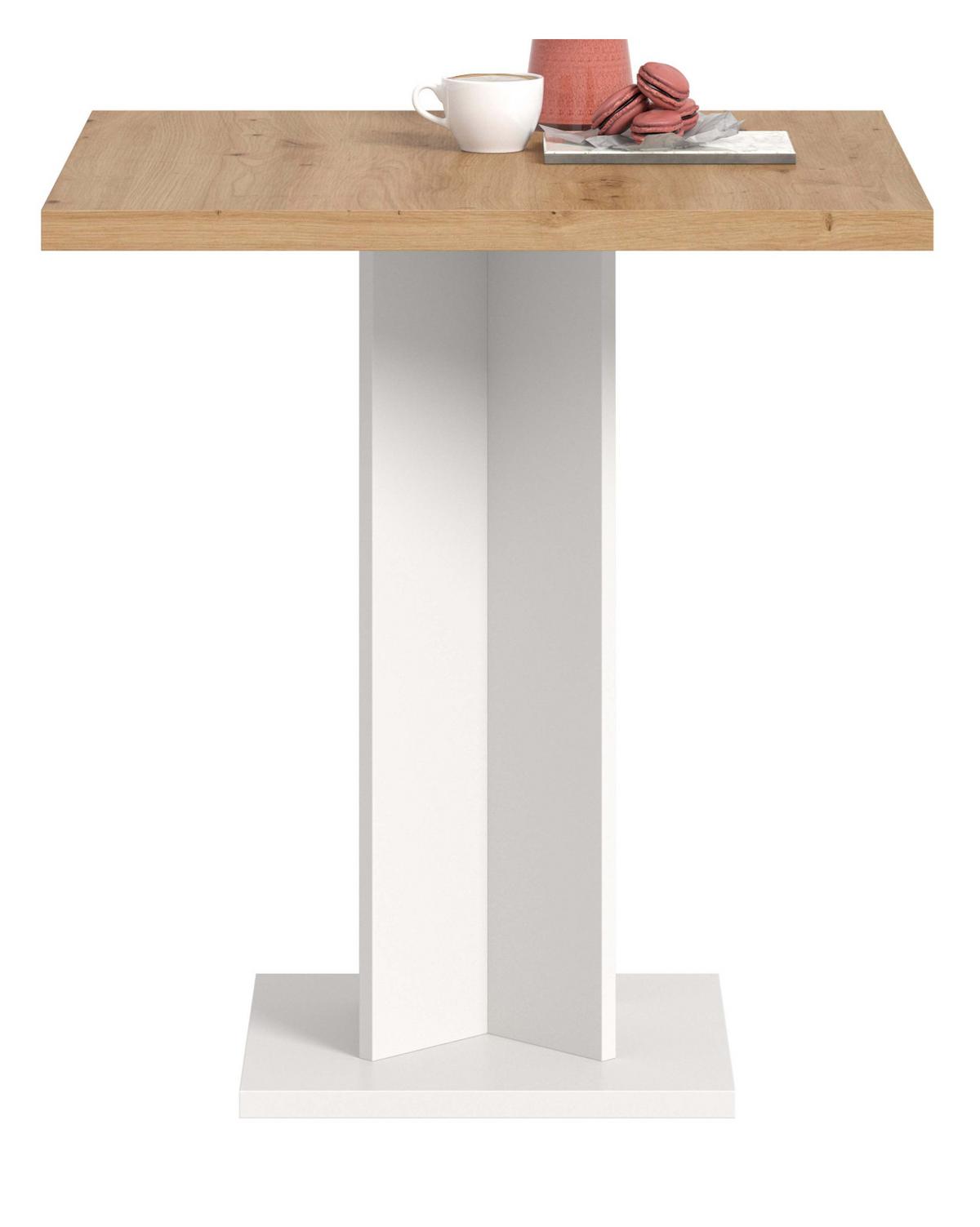 ESSTISCH Eiche Artisan, weiß 70 x 70 cm, Küchentisch quadratisch - Eiche Artisan/Weiß, Holzwerkstoff (70/70/76cm) - Inn.Furn