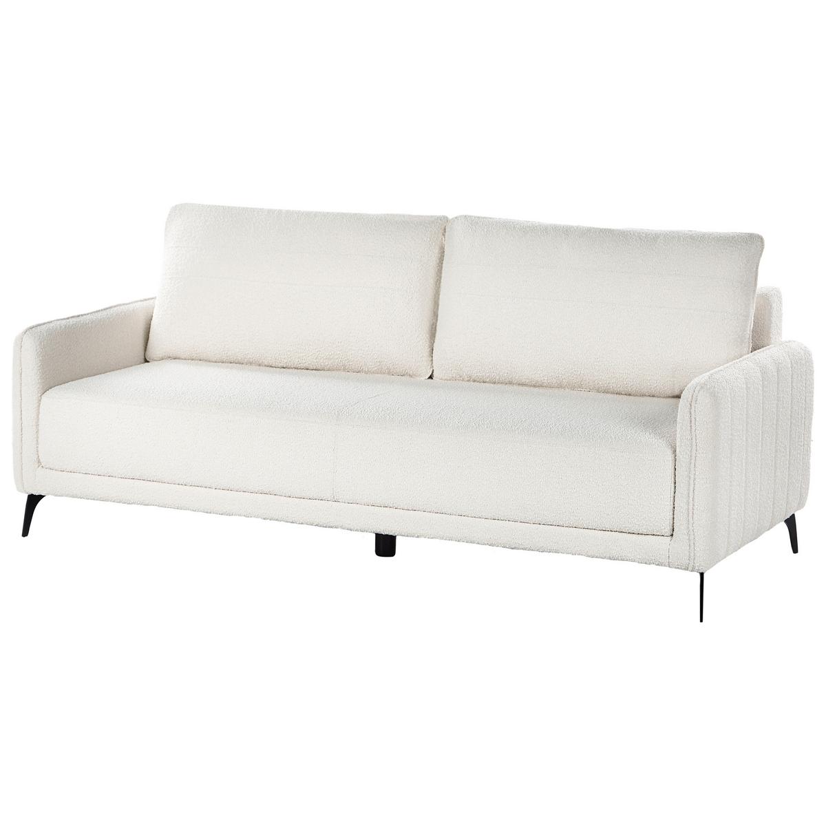 SCHLAFSOFA 3-Sitzer Bouclé Cremeweiß Heming - Creme, Textil (200/88/90cm) - Beliani