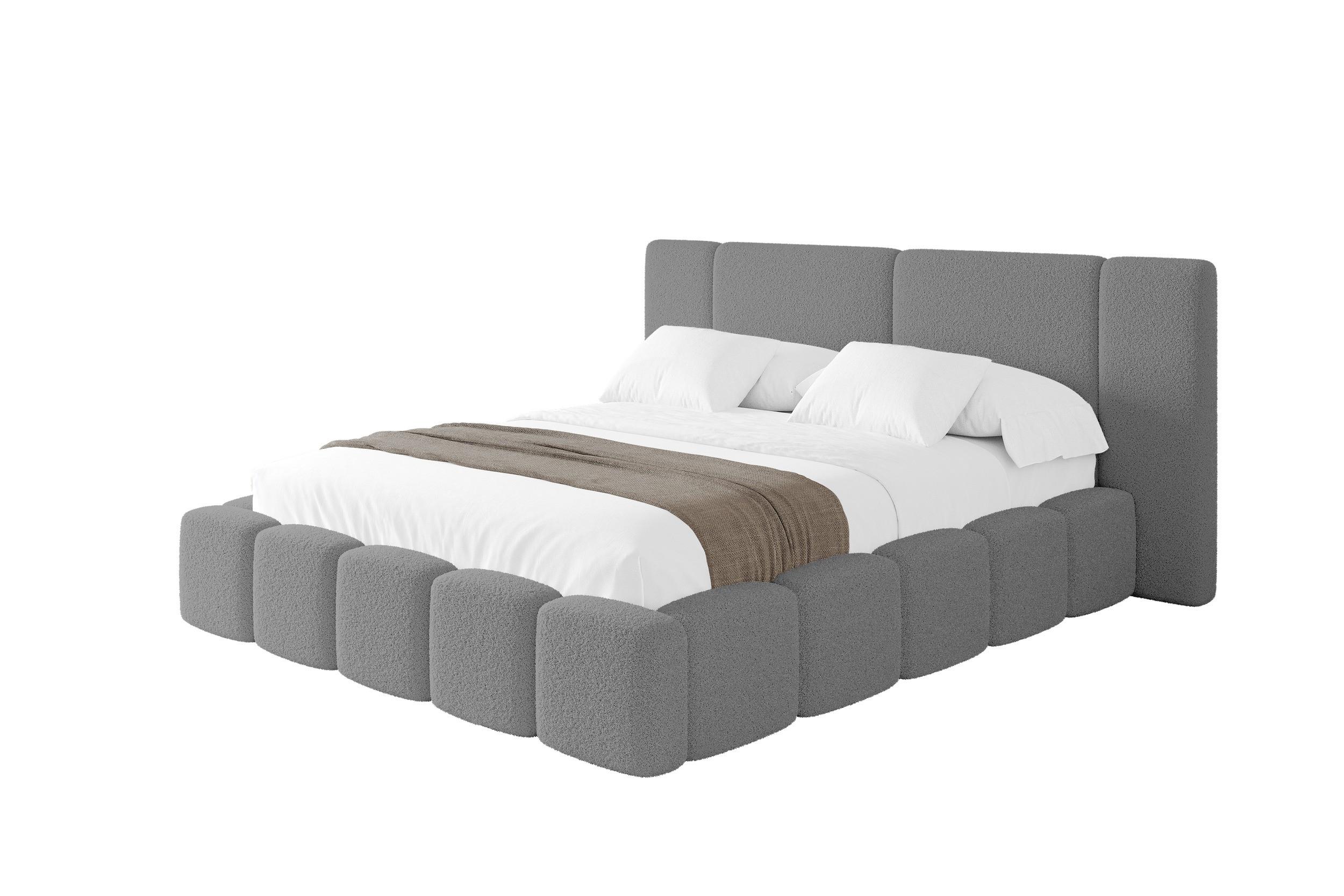 POLSTERBETT mit Bettkasten und Lattenrost, Boxbett ohne Matratze - NILO 120x200 Grau - Greige, Holzwerkstoff/Textil (120/200cm) - ALTDECOR
