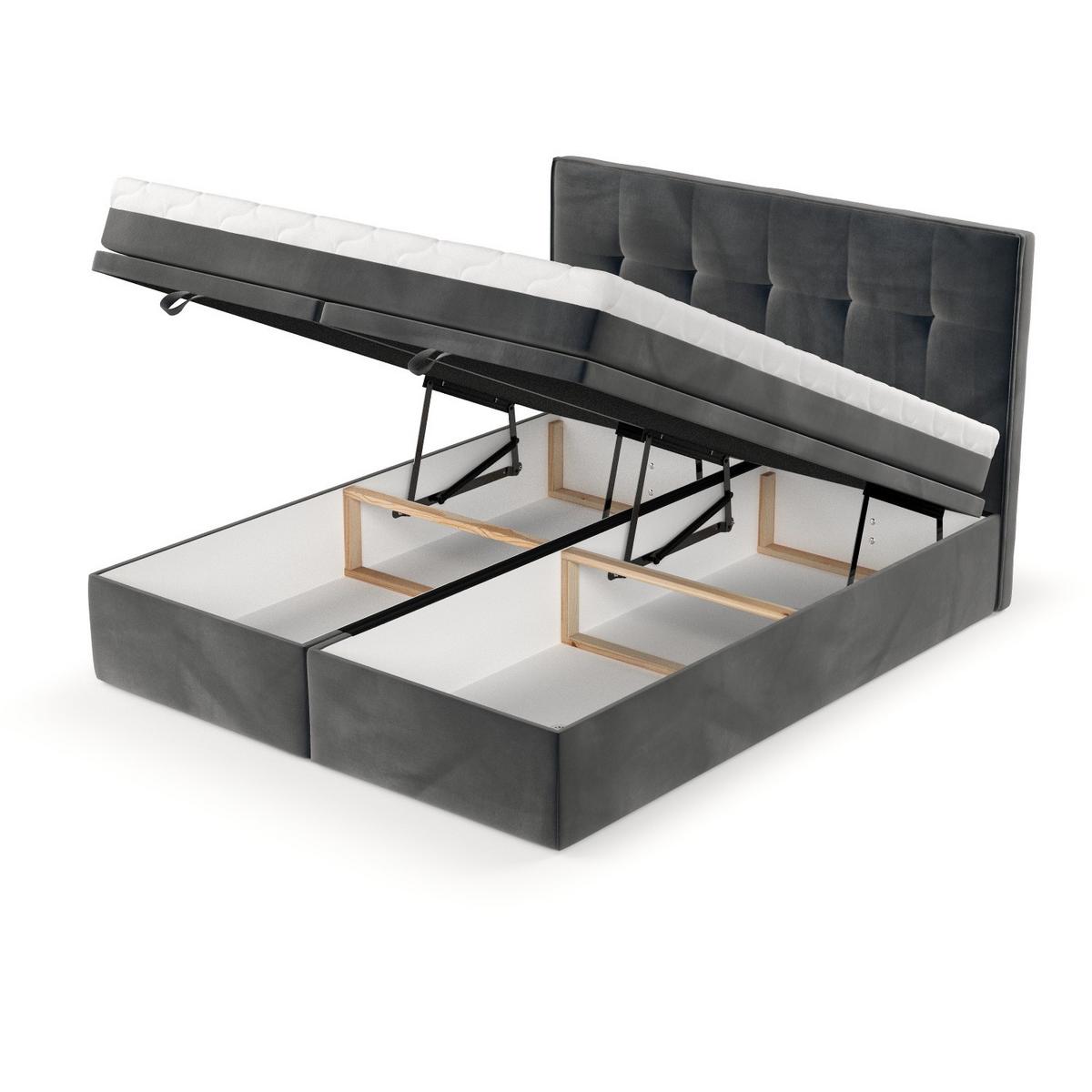 BOXBETT Arivo 200/200 cm Anthrazit im Paros Stoff - Anthrazit/Schwarz, Holz/Holzwerkstoff (200/200cm) - AltaBeds