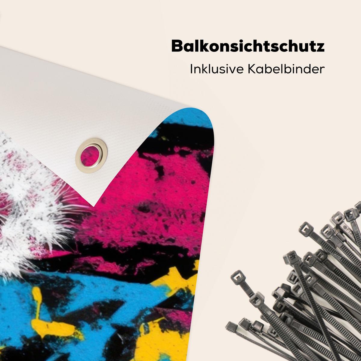 BALKON-SICHTSCHUTZ Straßenkunst - Bunt - Wand Balkon Deko 300x130 cm - Schwarz, Kunststoff (300/130cm) - MuchoWow
