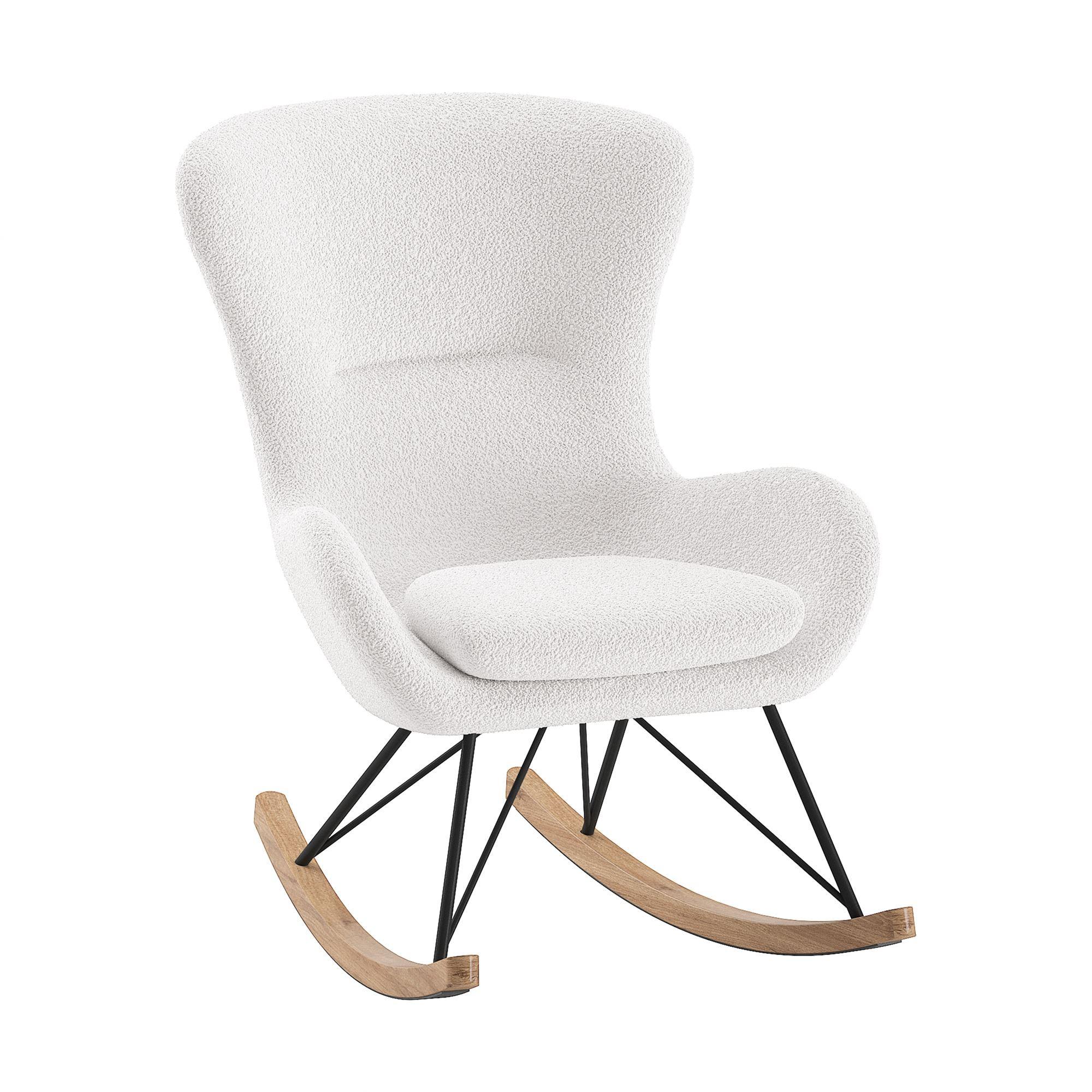 SCHAUKELSTUHL Katreena 76x110x101 Bouclé Creme/Schwarz/Natur - Creme/Schwarz, Metall (76/101/110cm) - 58aufmkessel