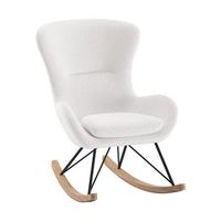 SCHAUKELSTUHL Katreena 76x110x101 Bouclé Creme/Schwarz/Natur - Creme/Schwarz, Metall (76/101/110cm) - 58aufmkessel