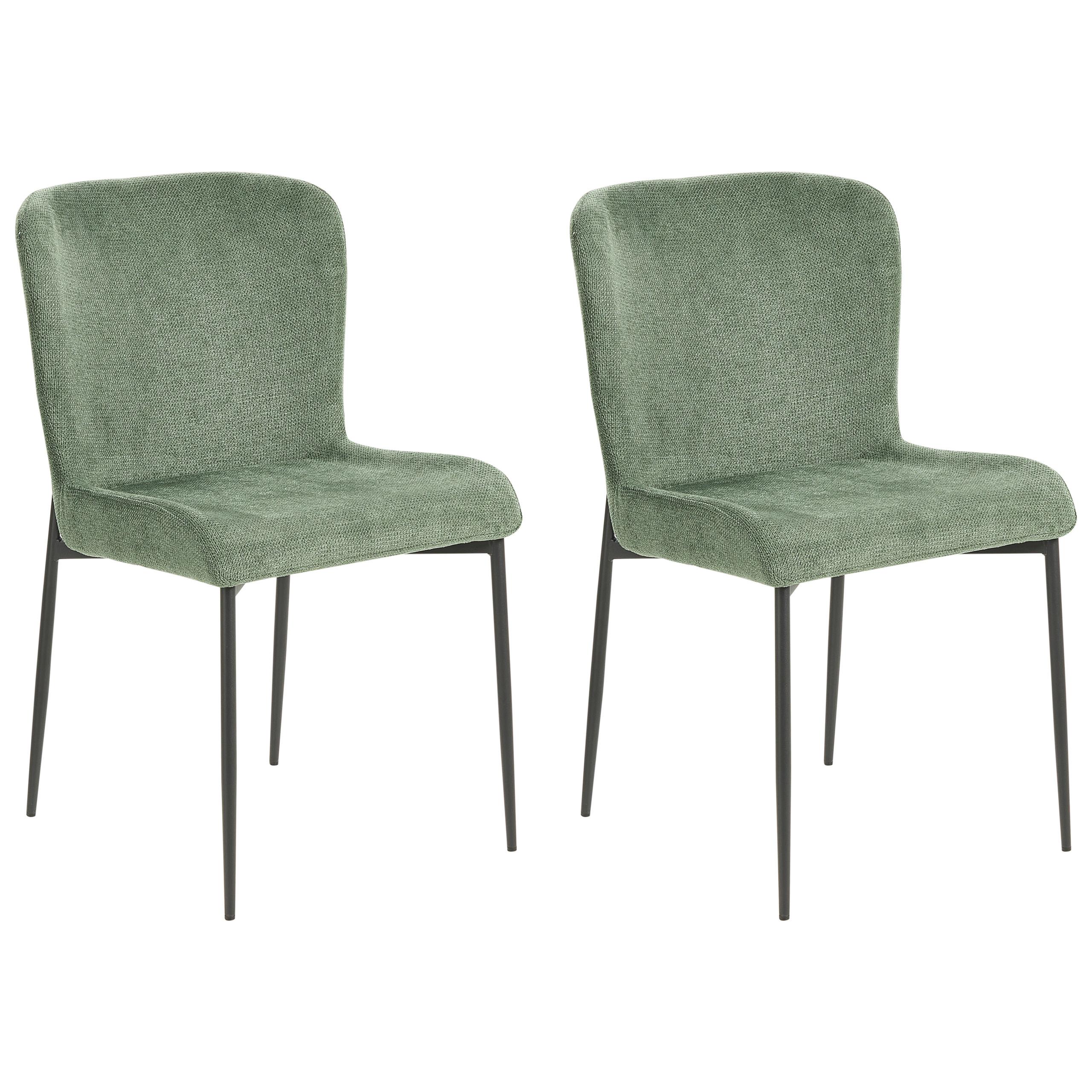 ESSZIMMERSTUHL 2er-Set Polsterbezug Grün Ada - Grün, Textil/Metall (49/82/48cm) - Beliani
