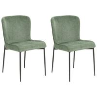 ESSZIMMERSTUHL 2er-Set Polsterbezug Grün Ada - Grün, Textil/Metall (49/82/48cm) - Beliani