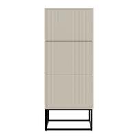 SCHUHSCHRANK Veldio mit 3 Klappen Greige mit schwarzem Metallgestell 50 cm - Taupe/Schwarz, Holzwerkstoff/Metall (50/125/30cm) - Selsey