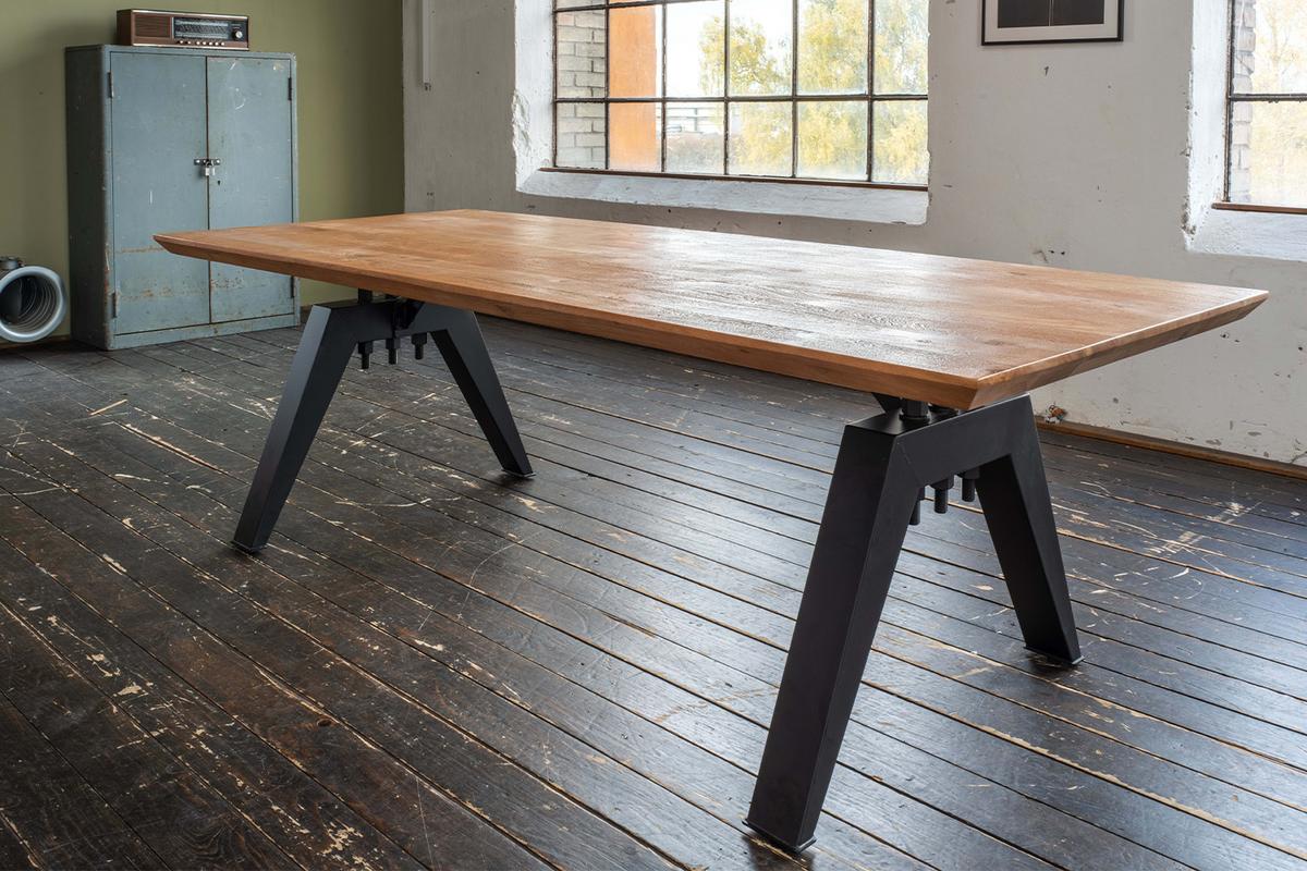 ESSTISCH MIT SCHWEIZER KANTE REY Braun Akazie - Schwarz/Braun, Holz/Metall (100/260/78cm) - KAWOLA