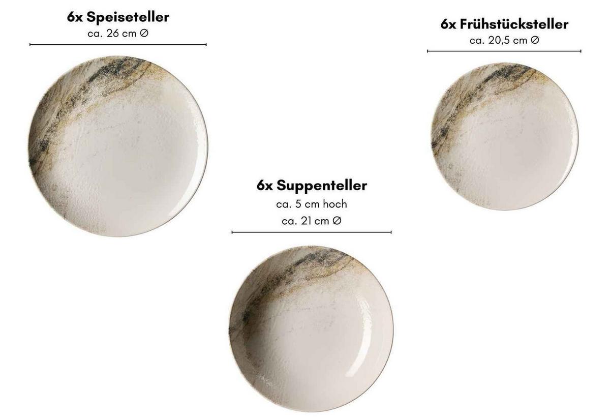 TELLER-SET Arezzo braun 12-tlg. - Braun, Keramik (2/2/2cm) - Ritzenhoff Breker