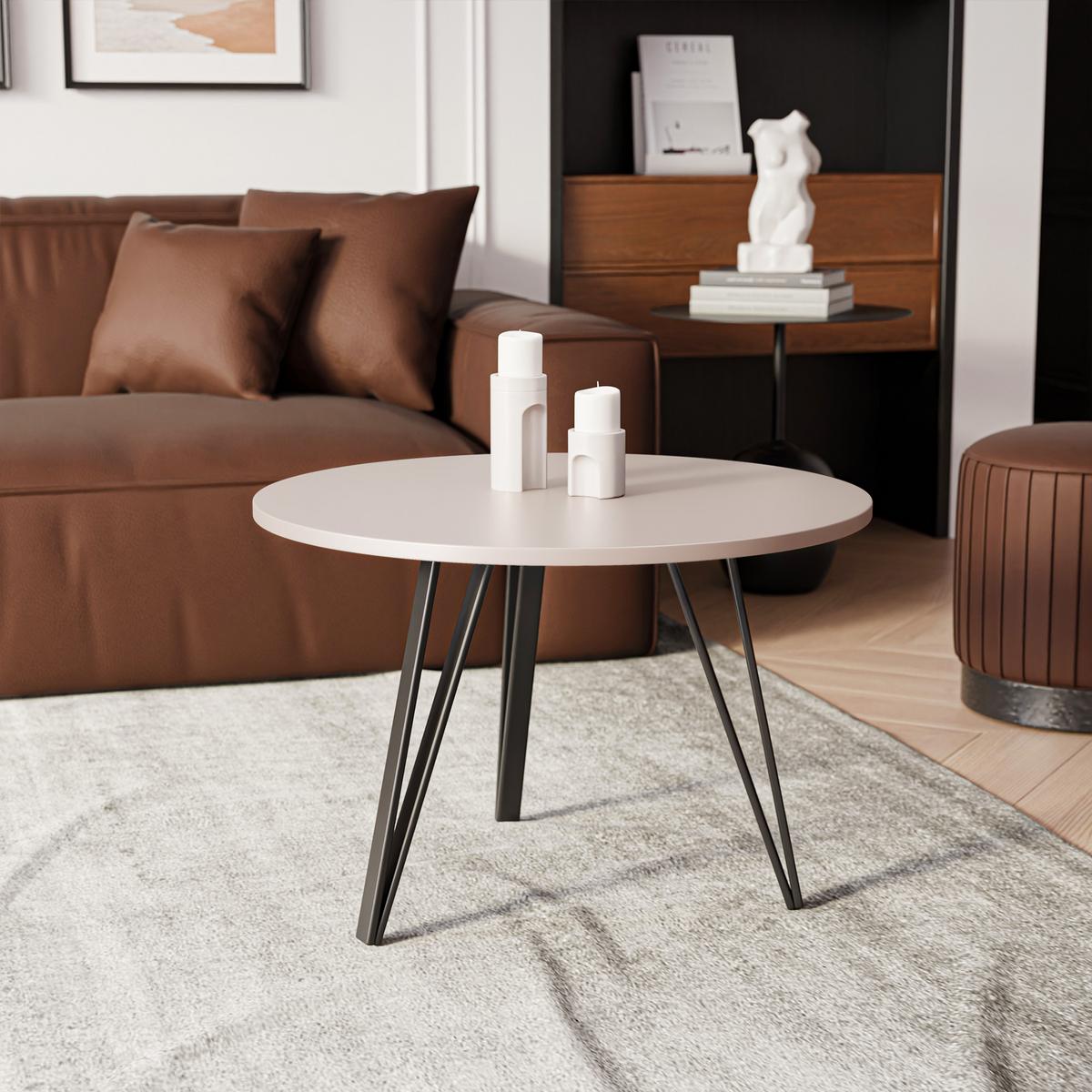 COUCHTISCH RIO mit kaschmirfarbener Tischplatte - Kaschmir, Holzwerkstoff (67/67/45cm) - Idohome