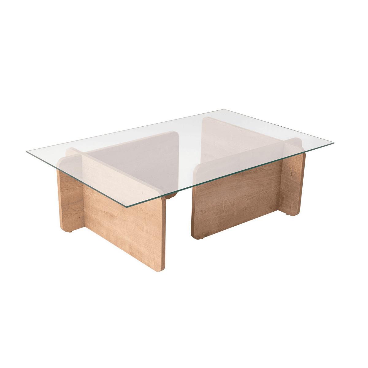 COUCHTISCH mit Tischplatte aus gehärtetem Glas 105/65/30 cm - Eichefarben, Holzwerkstoff (110/65/30cm) - Calicosy