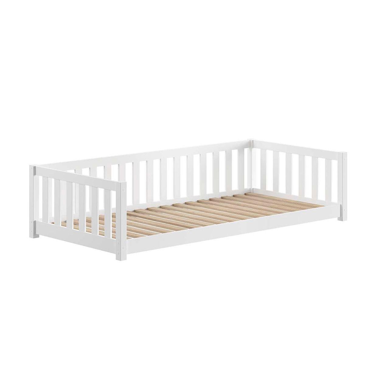 TAGESBETT Kapua 90x200 mit Rausfallschutz Kiefer Massivholz weiß - Weiß, Holz (90/200cm) - 58aufmkessel