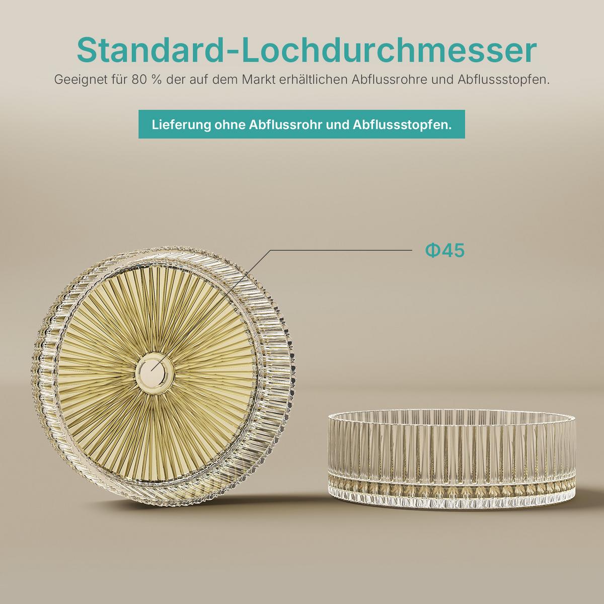 WASCHBECKEN Klarglasspüle Champagner Ø40 / 12 cm - Champagner, Glas (40/12/40cm) - EMKE