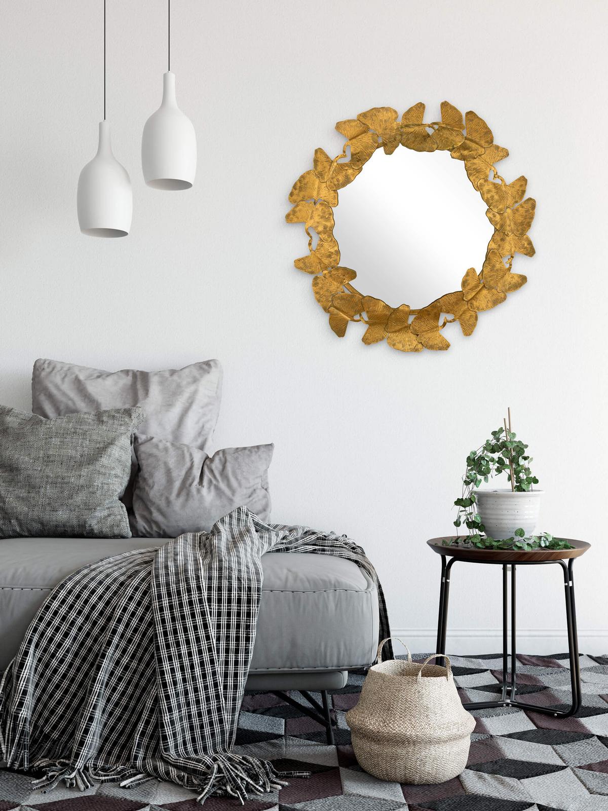 WANDSPIEGEL Gold 80/80 cm - Goldfarben, Metall (10.5/80/5cm) - KUNSTLOFT