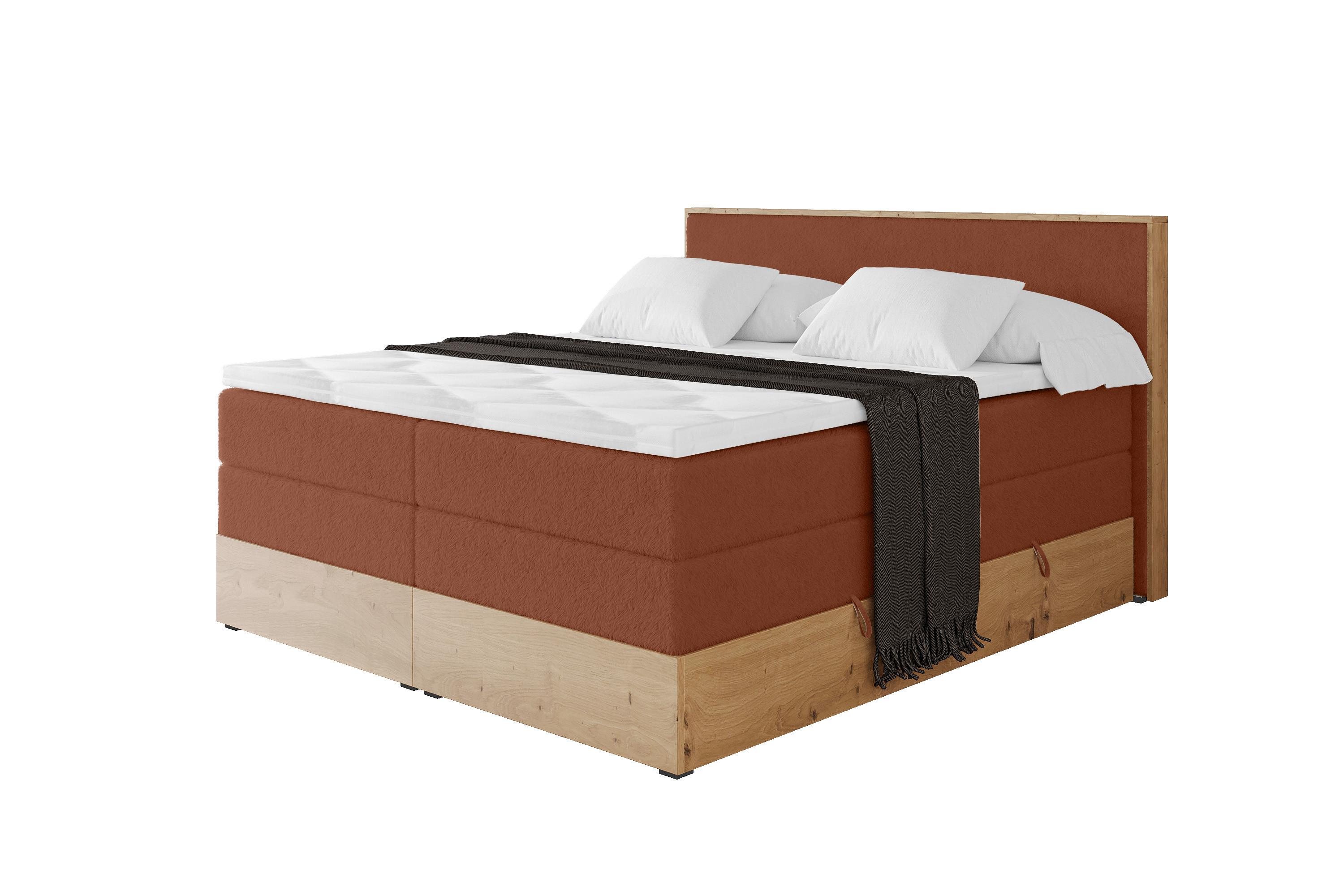 BOXSPRINGBETT LOLLI9 -KING 120x200 - H3/H4 Rot - Rot, Holzwerkstoff (120/200cm) - ALTDECOR