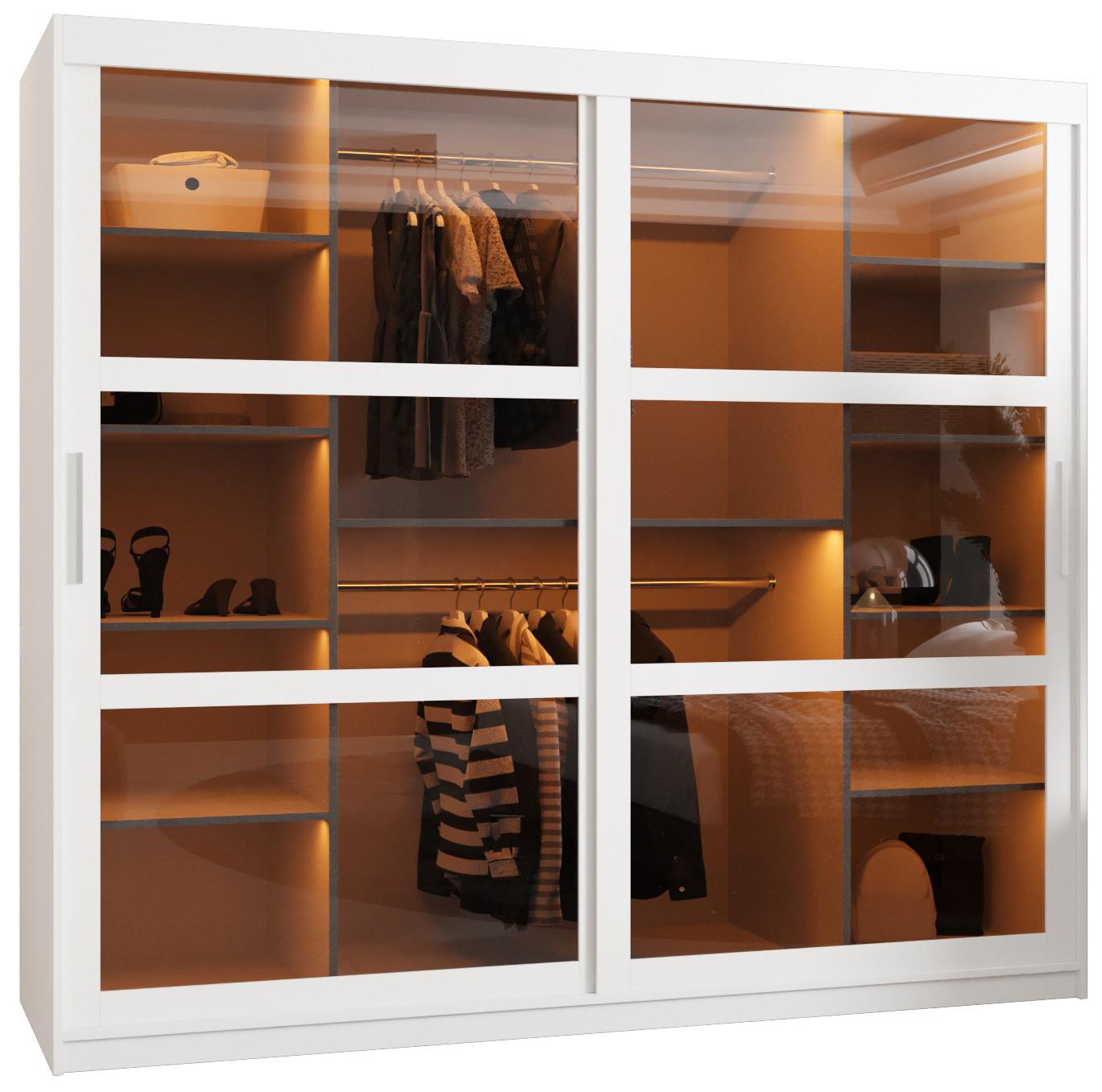 SCHWEBETÜRENSCHRANK 200/200/62 2-türig - Silberfarben/Weiß, Holz/Kunststoff (200/200/62cm) - Abiks Möbel