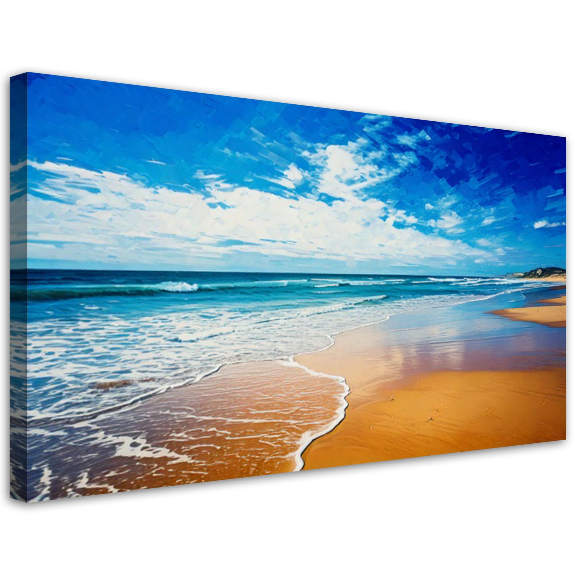 LEINWANDBILD Meer Strand Natur Landschaft 120x60cm - Blau, Textil (120/60cm) - Feeby