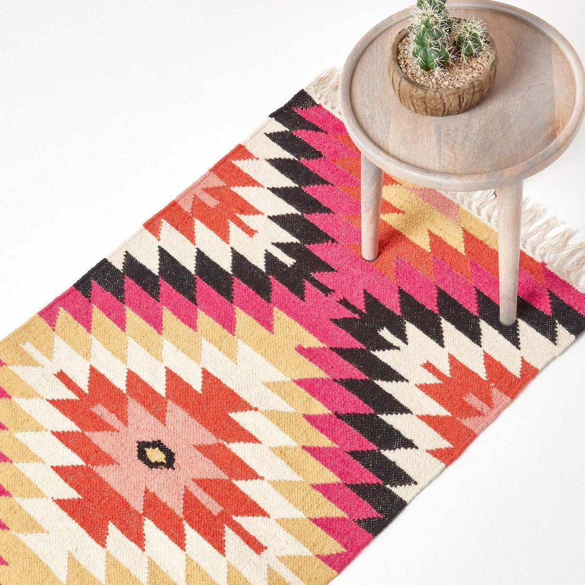 KELIM-TEPPICHLÄUFER Jakarta handgewebt 66/200 cm - Multicolor, Textil (66/200cm) - Homescapes