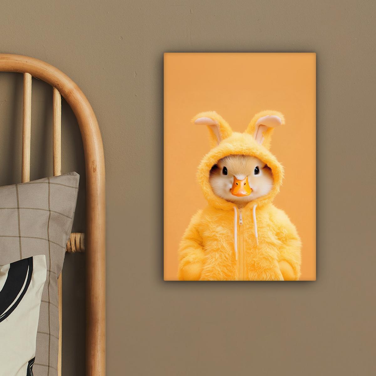LEINWANDBILD Osterhase - Kostüm - Ente Deko Wohnzimmer 20x30 cm - Gelb, Textil (20/30cm) - MuchoWow