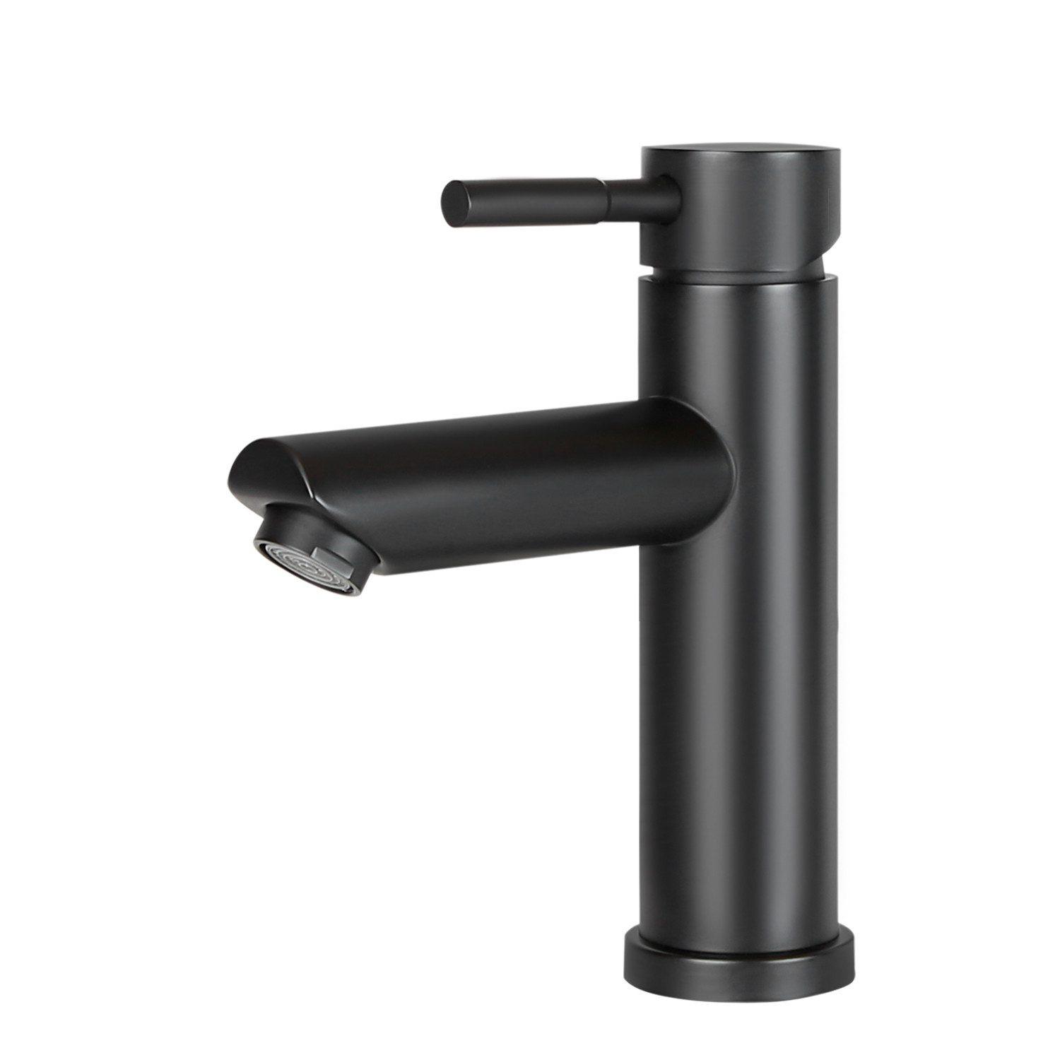 WASCHTISCHARMATUR Regniry 14.6/4.6/17.4 cm - Schwarz, Metall (4.6/17.4/14.6cm) - ZMH