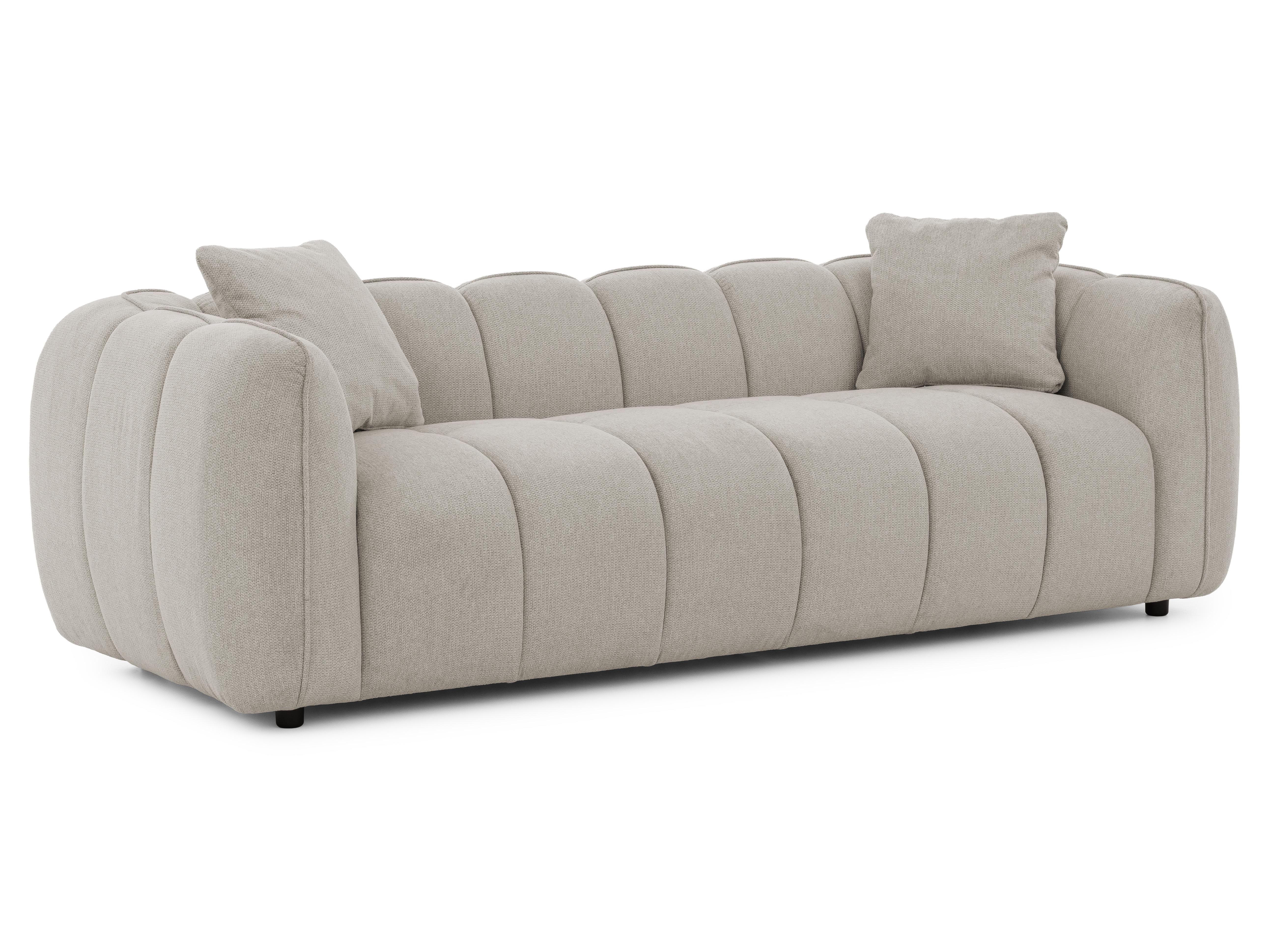 3-SITZER SOFA Nubira in tief gesteppter Bubble-Optik aus weichem Taupe Strukturstoff im modernen Design - Taupe/Schwarz, Holz/Kunststoff (228/69/89cm) - S-Style Möbel
