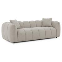 3-SITZER SOFA Nubira in tief gesteppter Bubble-Optik aus weichem Taupe Strukturstoff im modernen Design - Taupe/Schwarz, Holz/Kunststoff (228/69/89cm) - S-Style Möbel