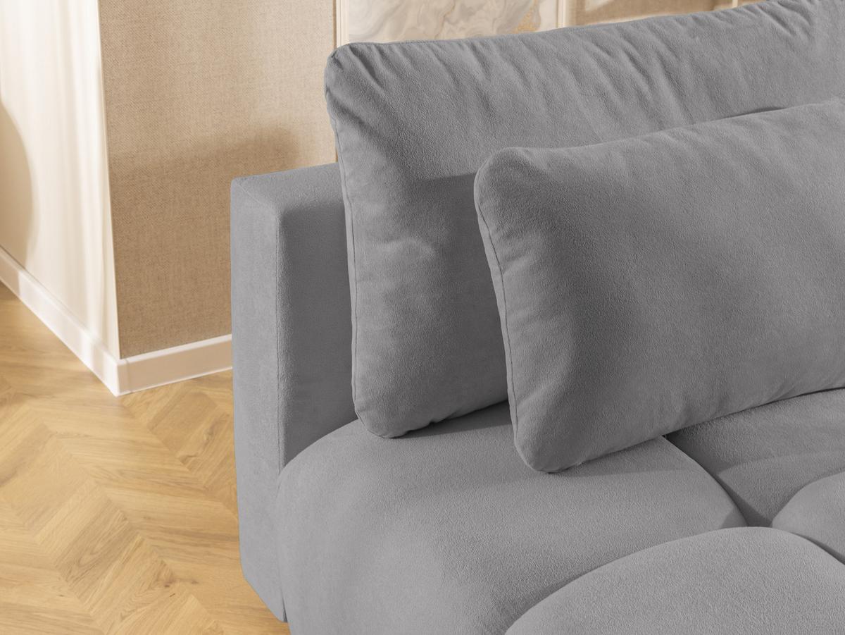 SCHLAFSOFA Belluno aus hochwertigem Grau Plüschstoff mit Bettkasten und tiefen Steppungen in Bubble-Optik - Schwarz/Grau, Holz/Kunststoff (205/87/105cm) - S-Style