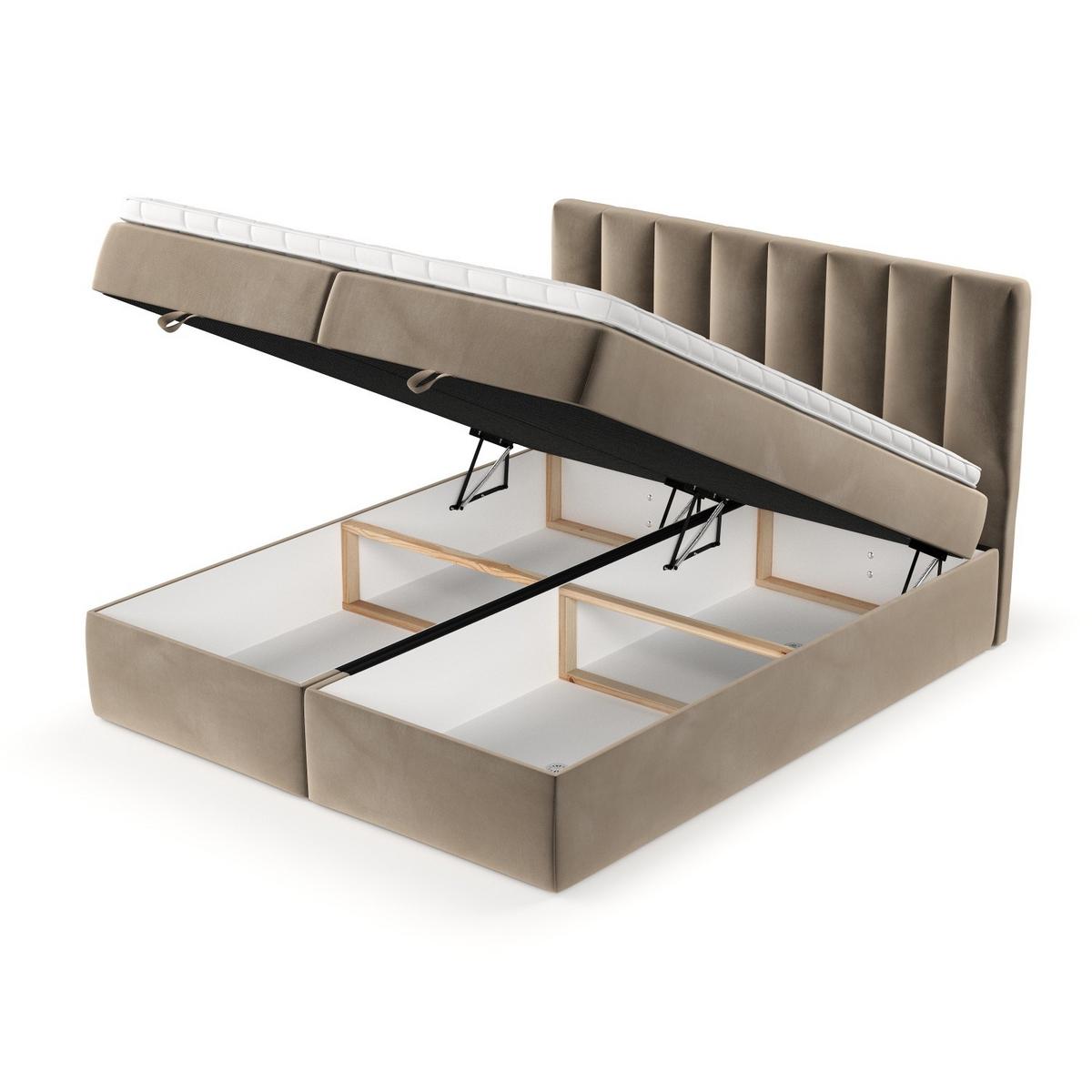 BOXBETT Lusso 180/200 cm Taupe im Paros Stoff - Taupe/Schwarz, Holz/Holzwerkstoff (180/200cm) - AltaBeds