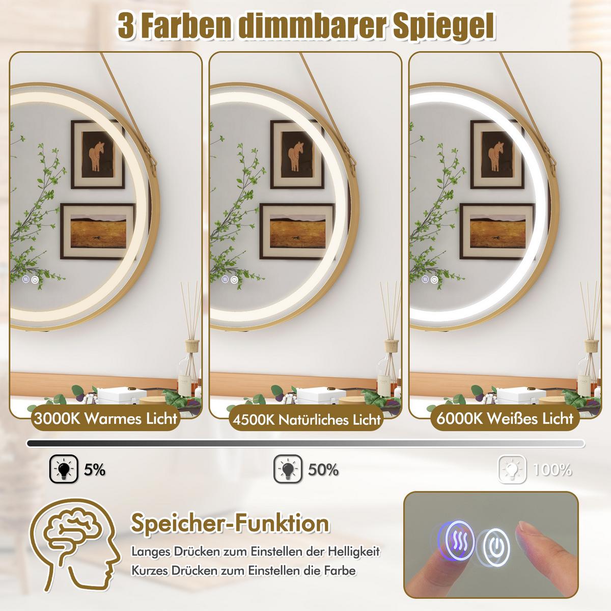 BADEZIMMERSPIEGEL Silber - Silberfarben, Glas (60/4.5/60cm) - COSTWAY