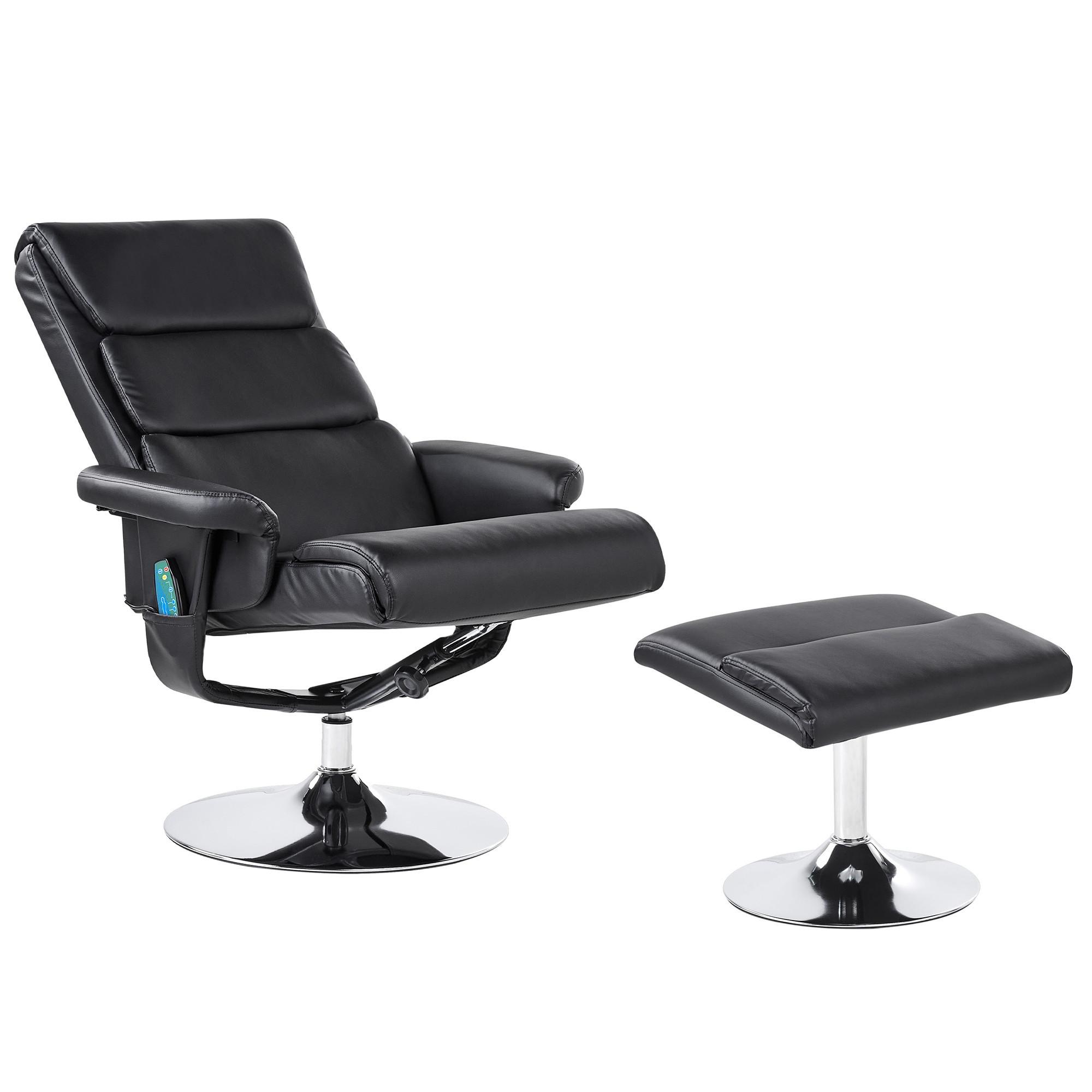MASSAGESTUHL mit Fußstütze Kunstleder Schwarz Legend - Schwarz, Kunststoff (76/100/78cm) - Beliani