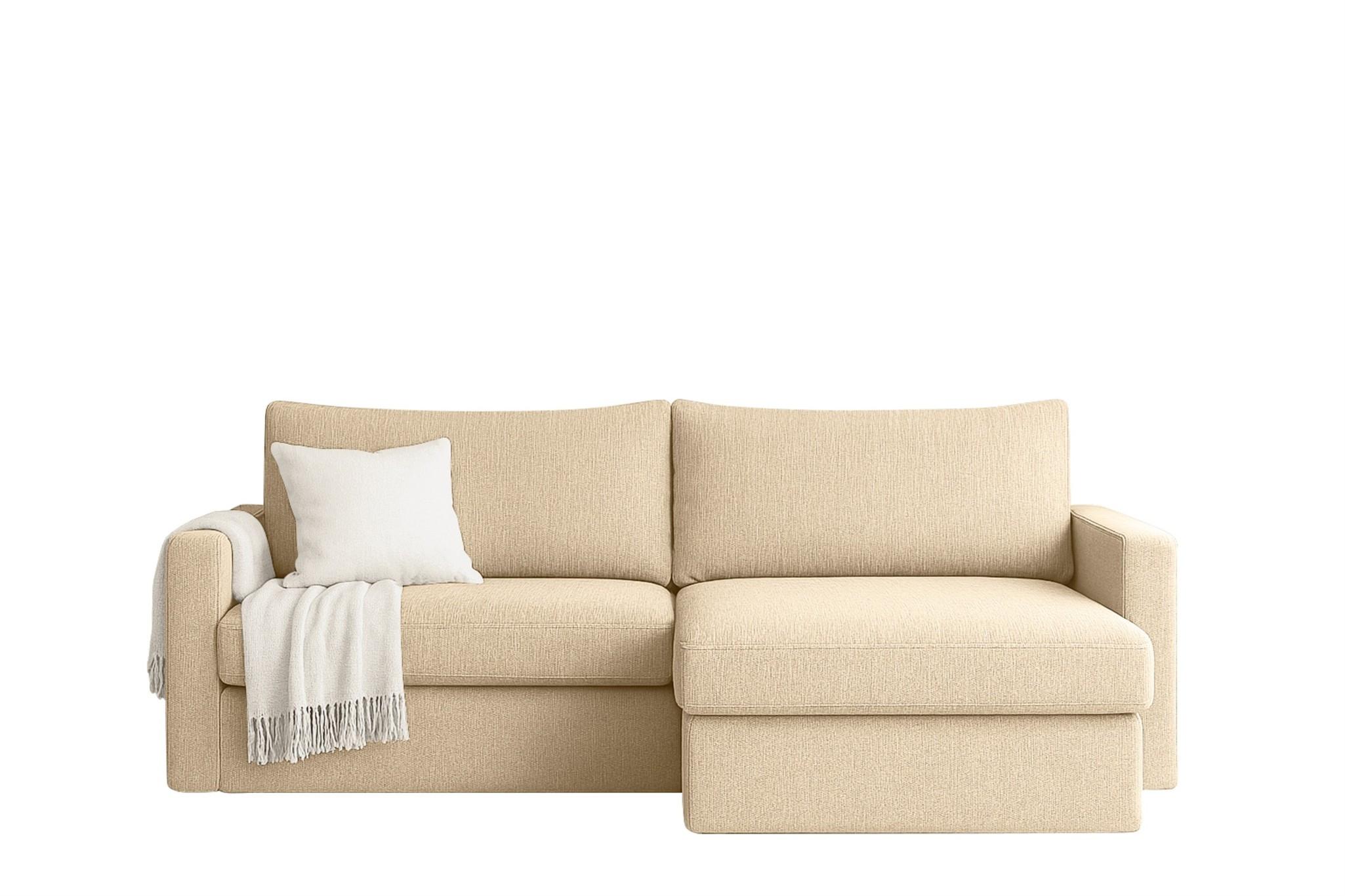 ECKSOFA Bendik In Faro - Creme, Holzwerkstoff/Textil (224/140cm) - Fun Möbel
