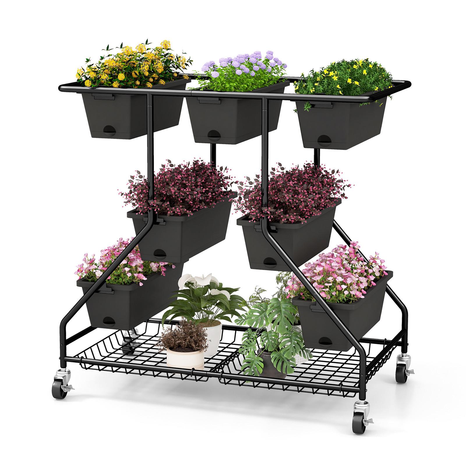 BLUMENREGAL Schwarz - Schwarz, Metall (100/99/56cm) - COSTWAY