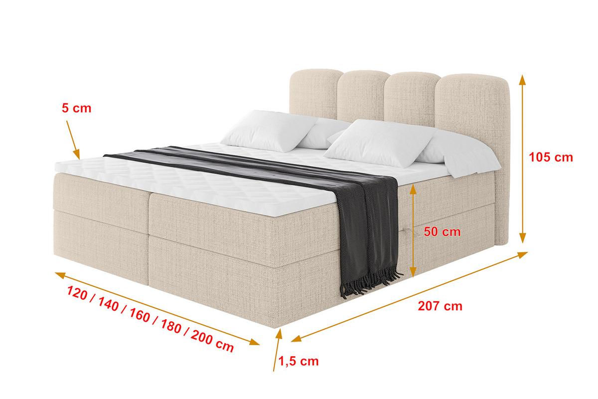 BOXBETT mit Matratze H4 - NINA - 180x200 cm - Beige - Beige, Holzwerkstoff (180/200cm) - ALTDECOR