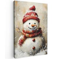 LEINWANDBILD Schneemann - Winter - Schnee - Beige Wanddeko 40x60 cm - Weiß, Textil (40/60cm) - MuchoWow