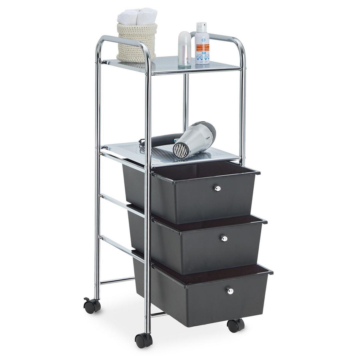 BADROLLWAGEN GINA schwarz - Schwarz, Kunststoff/Metall (33/92/40cm) - IDIMEX