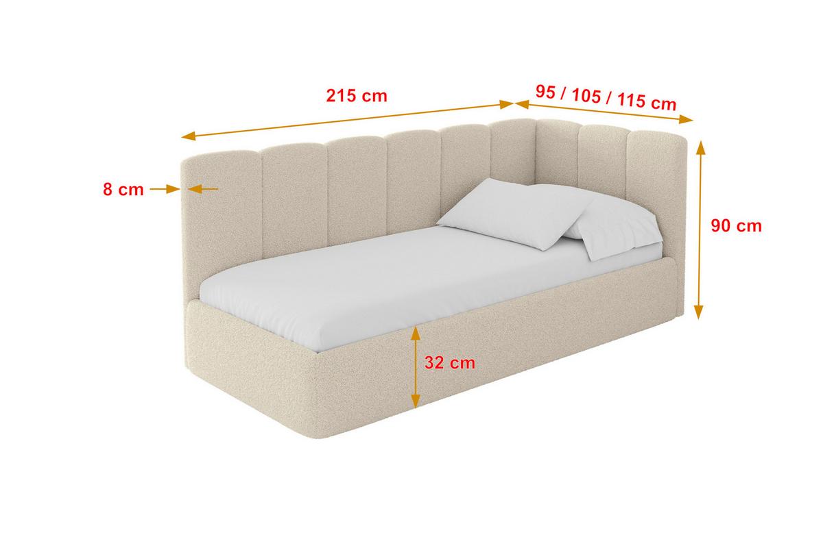 EINZELLBETT Jugendbett mit Bettkasten und Matratze H3/H4, Links - DEXY 100x200 Dunkelbeige - Cappuccino, Holzwerkstoff/Textil (100/200cm) - ALTDECOR